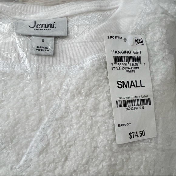New-jenni 2Pc Solid White Cozy, SuperSoft, Sherpa Pajama Set With Pockets Small - Picture 3 of 5